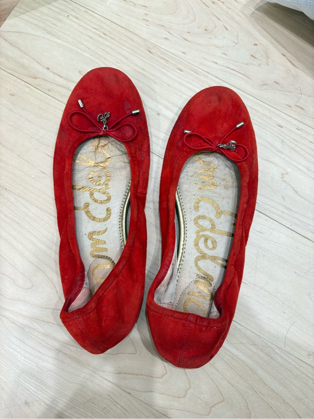 Sam Edelman Red Suede Ballet Flats